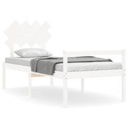 vidaXL Massivholzbett mit Kopfteil Weiß 90x200 cm
