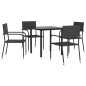 vidaXL 5-tlg. Garten-Essgruppe Schwarz Poly Rattan und Stahl vidaXL 5-tlg. Garten-Essgruppe Schwarz Poly Rattan und Stahl