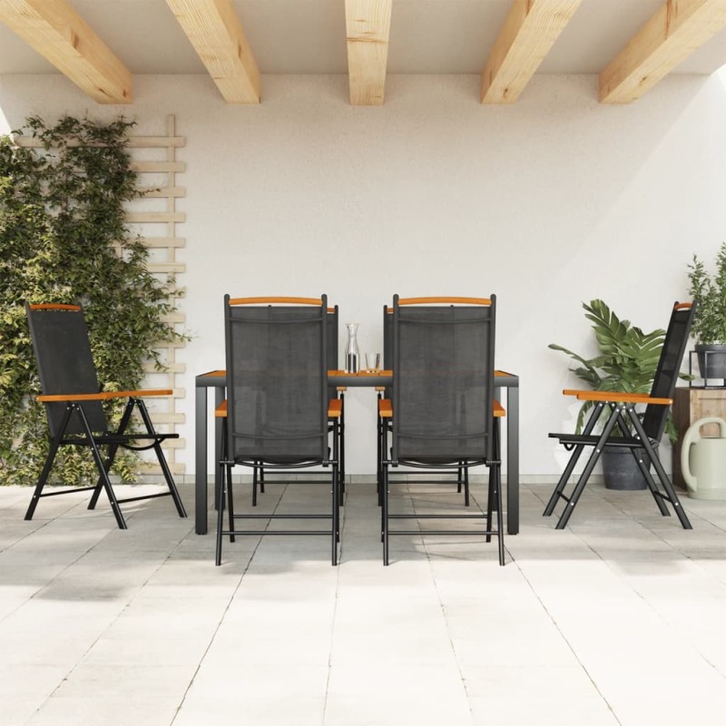 vidaXL 7-tlg. Garten-Essgruppe Schwarz und Braun Aluminium vidaXL 7-tlg. Garten-Essgruppe Schwarz und Braun Aluminium