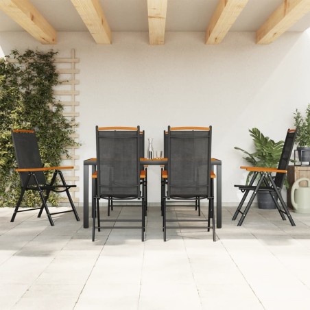 vidaXL 7-tlg. Garten-Essgruppe Schwarz und Braun Aluminium 
