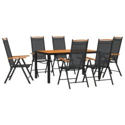 vidaXL 7-tlg. Garten-Essgruppe Schwarz und Braun Aluminium 