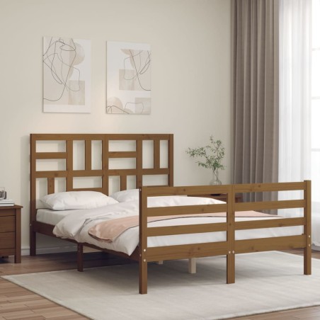 vidaXL Massivholzbett mit Kopfteil Honigbraun 120x200 cm