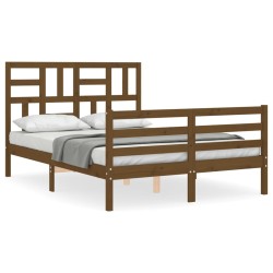 vidaXL Massivholzbett mit Kopfteil Honigbraun 120x200 cm