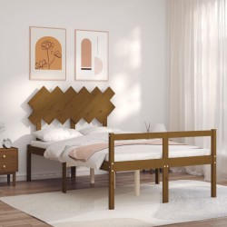 vidaXL Massivholzbett mit Kopfteil Honigbraun 120x200 cm