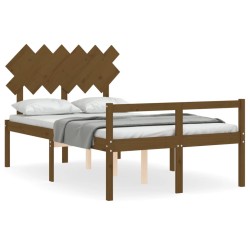 vidaXL Massivholzbett mit Kopfteil Honigbraun 120x200 cm