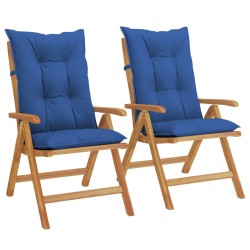 vidaXL Gartenstühle mit Kissen 2 Stk. Massivholz Teak