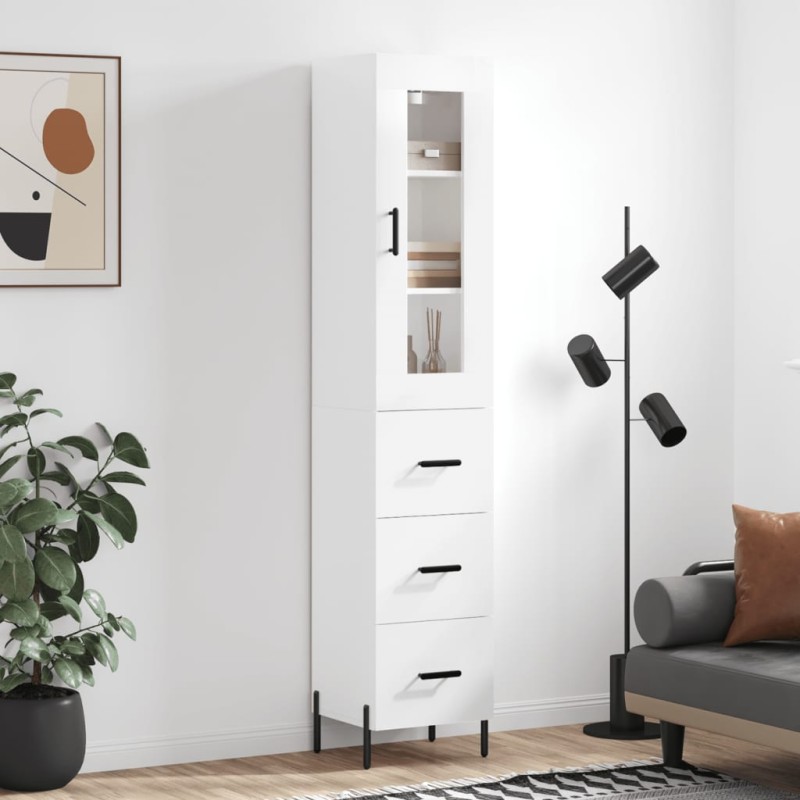 vidaXL Highboard Hochglanz-Weiß 34,5x34x180 cm Holzwerkstoff vidaXL Highboard Hochglanz-Weiß 34,5x34x180 cm Holzwerkstoff