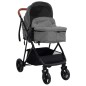 3-in-1 Kinderwagen Hellgrau und Schwarz Stahl 3-in-1 Kinderwagen Hellgrau und Schwarz Stahl