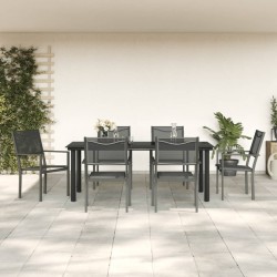 vidaXL 7-tlg. Garten-Essgruppe Schwarz Stahl und Textilene