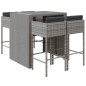 vidaXL 5-tlg. Gartenbar-Set mit Kissen Grau Poly Rattan vidaXL 5-tlg. Gartenbar-Set mit Kissen Grau Poly Rattan