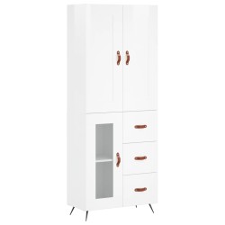 vidaXL Highboard Hochglanz-Weiß 69,5x34x180 cm Holzwerkstoff