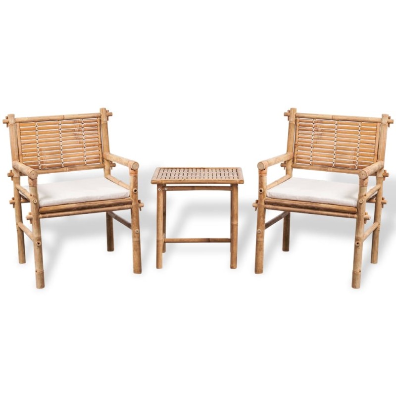 vidaXL 3-tlg. Bistro-Set mit Auflagen Bambus vidaXL 3-tlg. Bistro-Set mit Auflagen Bambus