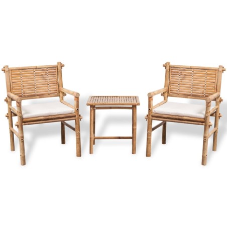vidaXL 3-tlg. Bistro-Set mit Auflagen Bambus