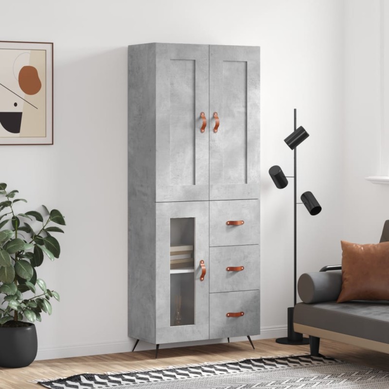 vidaXL Highboard Betongrau 69,5x34x180 cm Holzwerkstoff vidaXL Highboard Betongrau 69,5x34x180 cm Holzwerkstoff