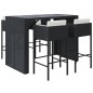 vidaXL 5-tlg. Gartenbar-Set mit Kissen Schwarz Poly Rattan vidaXL 5-tlg. Gartenbar-Set mit Kissen Schwarz Poly Rattan