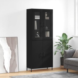 vidaXL Highboard Schwarz 69,5x34x180 cm Holzwerkstoff