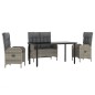 vidaXL 4-tlg. Garten-Essgruppe mit Kissen Grau Poly Rattan vidaXL 4-tlg. Garten-Essgruppe mit Kissen Grau Poly Rattan