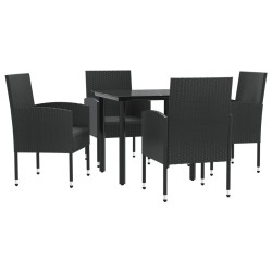 vidaXL 5-tlg. Garten-Essgruppe Schwarz Poly Rattan und Stahl