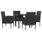 vidaXL 5-tlg. Garten-Essgruppe Schwarz Poly Rattan und Stahl vidaXL 5-tlg. Garten-Essgruppe Schwarz Poly Rattan und Stahl