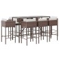 vidaXL 9-tlg. Gartenbar-Set mit Kissen Braun Poly Rattan vidaXL 9-tlg. Gartenbar-Set mit Kissen Braun Poly Rattan
