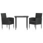 vidaXL 3-tlg. Garten-Essgruppe Schwarz Poly Rattan und Stahl vidaXL 3-tlg. Garten-Essgruppe Schwarz Poly Rattan und Stahl