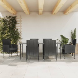 vidaXL 7-tlg. Garten-Essgruppe Schwarz Poly Rattan und Stahl