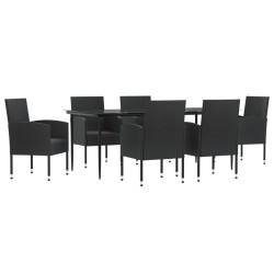 vidaXL 7-tlg. Garten-Essgruppe Schwarz Poly Rattan und Stahl