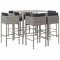 vidaXL 7-tlg. Gartenbar-Set mit Kissen Grau Poly Rattan vidaXL 7-tlg. Gartenbar-Set mit Kissen Grau Poly Rattan