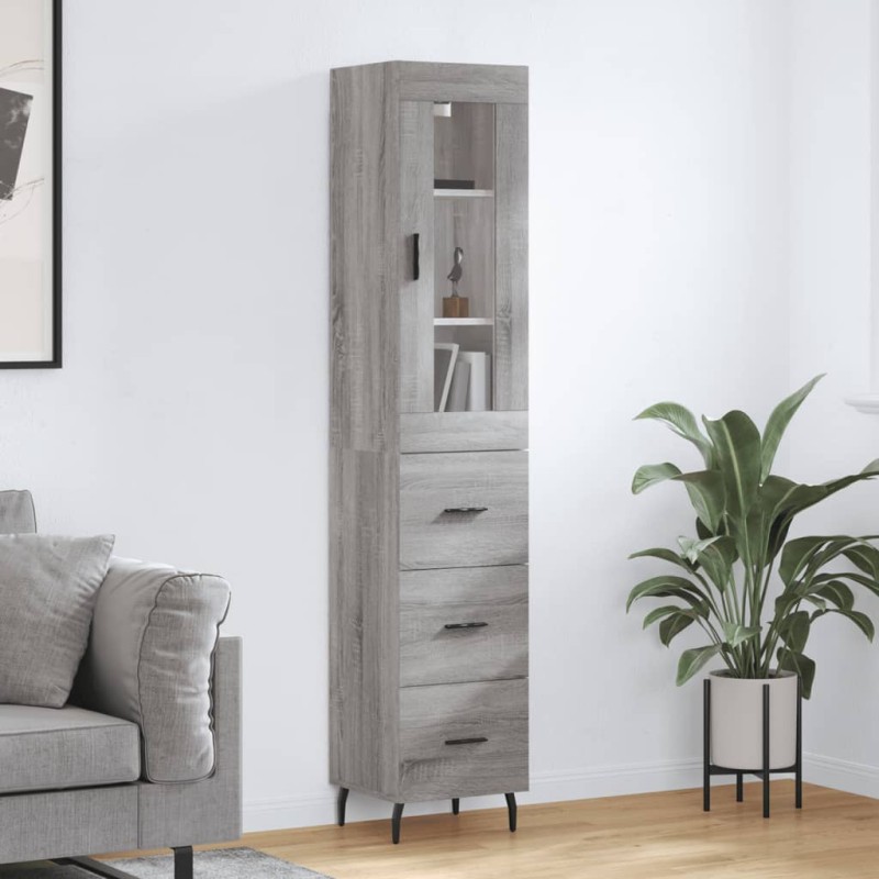 vidaXL Highboard Grau Sonoma 34,5x34x180 cm Holzwerkstoff vidaXL Highboard Grau Sonoma 34,5x34x180 cm Holzwerkstoff