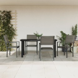 vidaXL 5-tlg. Garten-Essgruppe Schwarz Stahl und Textilene