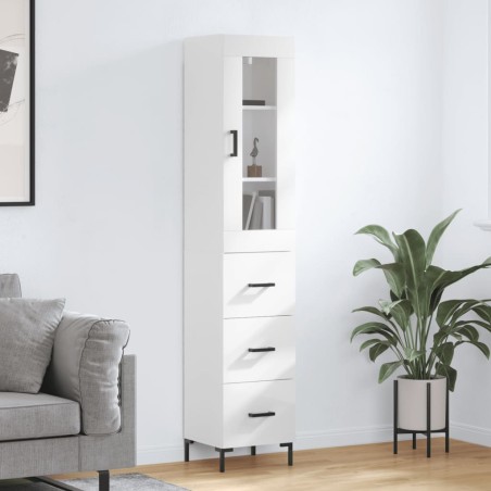 vidaXL Highboard Hochglanz-Weiß 34,5x34x180 cm Holzwerkstoff