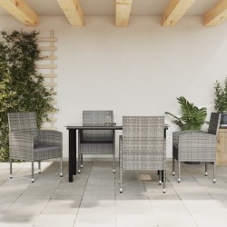 vidaXL 5-tlg. Garten-Essgruppe Grau und Schwarz Poly Rattan und Stahl
