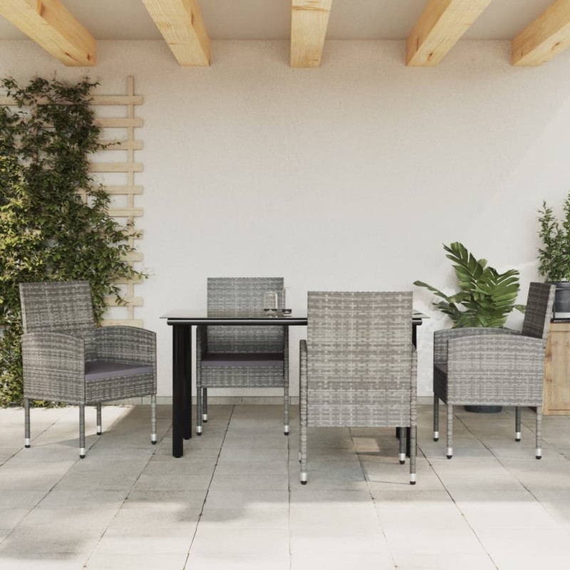 vidaXL 5-tlg. Garten-Essgruppe Grau und Schwarz Poly Rattan und Stahl vidaXL 5-tlg. Garten-Essgruppe Grau und Schwarz Poly Rattan und Stahl