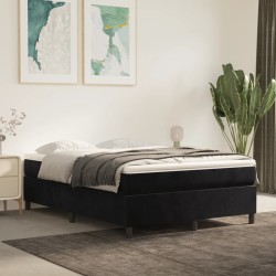 vidaXL Boxspringbett mit Matratze Schwarz 140x200 cm Samt