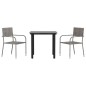 vidaXL 3-tlg. Garten-Essgruppe Grau und Schwarz Poly Rattan und Stahl vidaXL 3-tlg. Garten-Essgruppe Grau und Schwarz Poly Rattan und Stahl