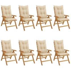 vidaXL Gartenstühle mit Auflagen 8 Stk. Massivholz Teak