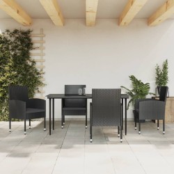 vidaXL 5-tlg. Garten-Essgruppe Schwarz Poly Rattan und Stahl