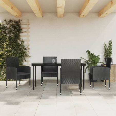vidaXL 5-tlg. Garten-Essgruppe Schwarz Poly Rattan und Stahl