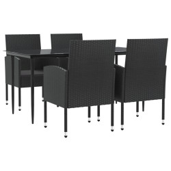 vidaXL 5-tlg. Garten-Essgruppe Schwarz Poly Rattan und Stahl