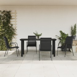 vidaXL 5-tlg. Garten-Essgruppe Schwarz Stahl und Textilene