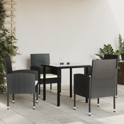 vidaXL 5-tlg. Garten-Essgruppe Schwarz Poly Rattan und Stahl