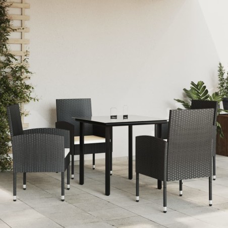 vidaXL 5-tlg. Garten-Essgruppe Schwarz Poly Rattan und Stahl
