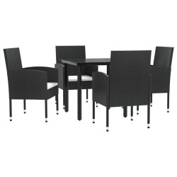 vidaXL 5-tlg. Garten-Essgruppe Schwarz Poly Rattan und Stahl