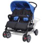 Zwillingskinderwagen Stahl Blau und Schwarz Zwillingskinderwagen Stahl Blau und Schwarz