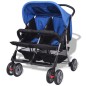 Zwillingskinderwagen Stahl Blau und Schwarz Zwillingskinderwagen Stahl Blau und Schwarz