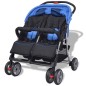 Zwillingskinderwagen Stahl Blau und Schwarz Zwillingskinderwagen Stahl Blau und Schwarz