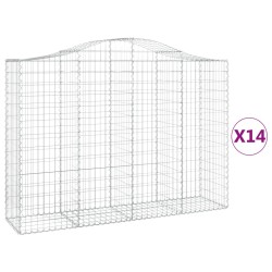vidaXL Gabionen mit Hochbogen 14Stk. 200x50x140/160cm Verzinktes Eisen