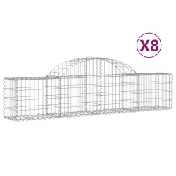 vidaXL Gabionen mit Hochbogen 8 Stk. 200x30x40/60 cm Verzinktes Eisen