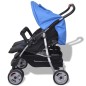 Zwillingskinderwagen Stahl Blau und Schwarz Zwillingskinderwagen Stahl Blau und Schwarz