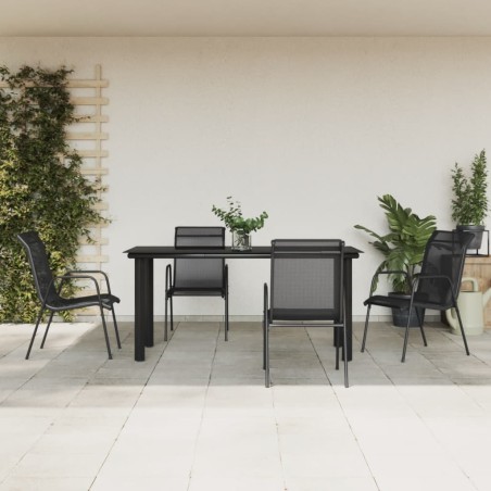 vidaXL 5-tlg. Garten-Essgruppe Schwarz Stahl und Textilene